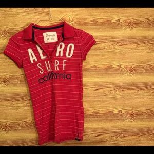 Pink/silver Aeropostale polo shirt size S
